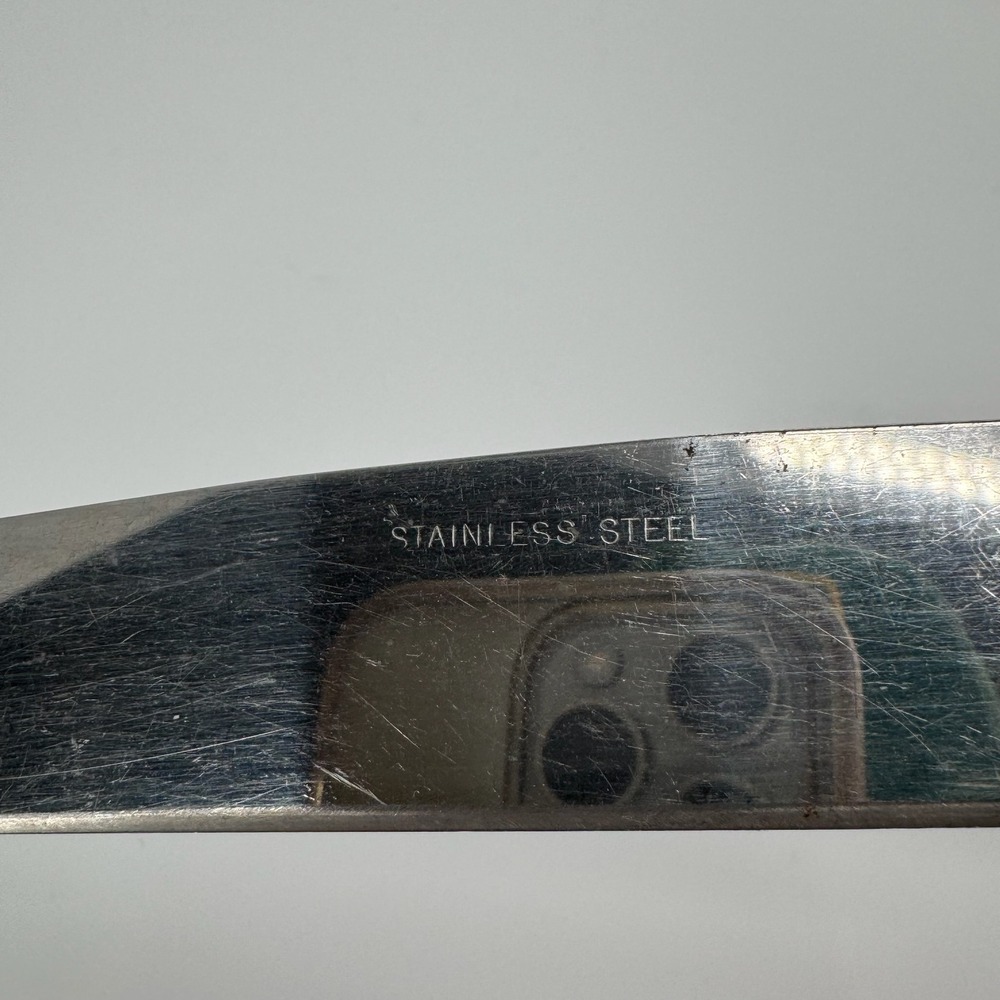 Vtg Stainless Steel Slicing Knife Amber Handle Carving Ham Roast Kitchen Utensil - Picture 2 of 7